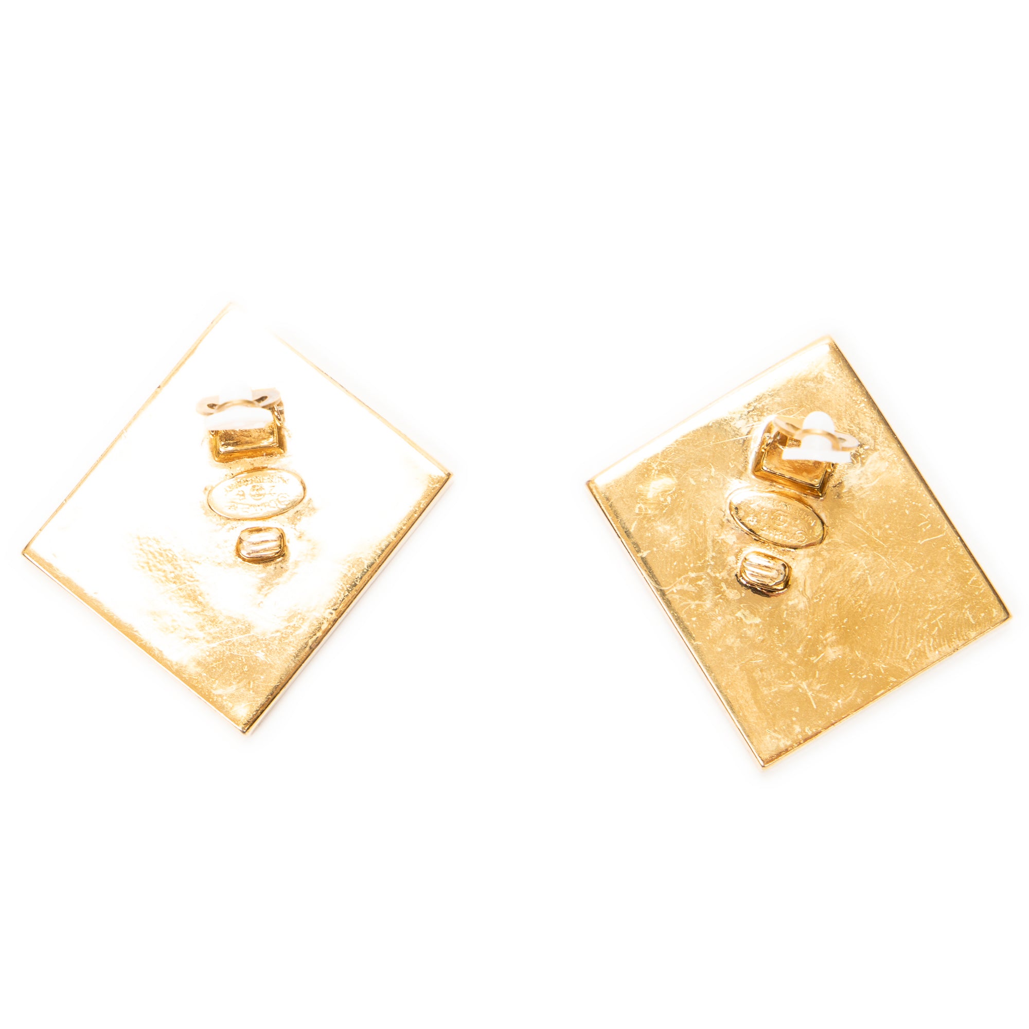 CC Square Enamel Clip On Earrings