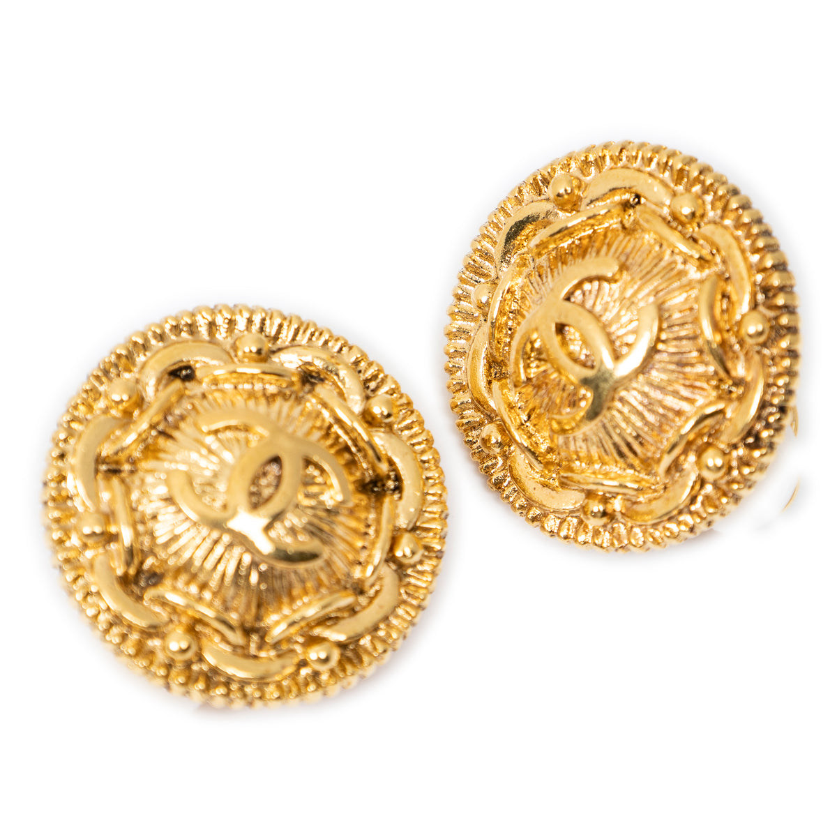 CC Round Clip On Earrings