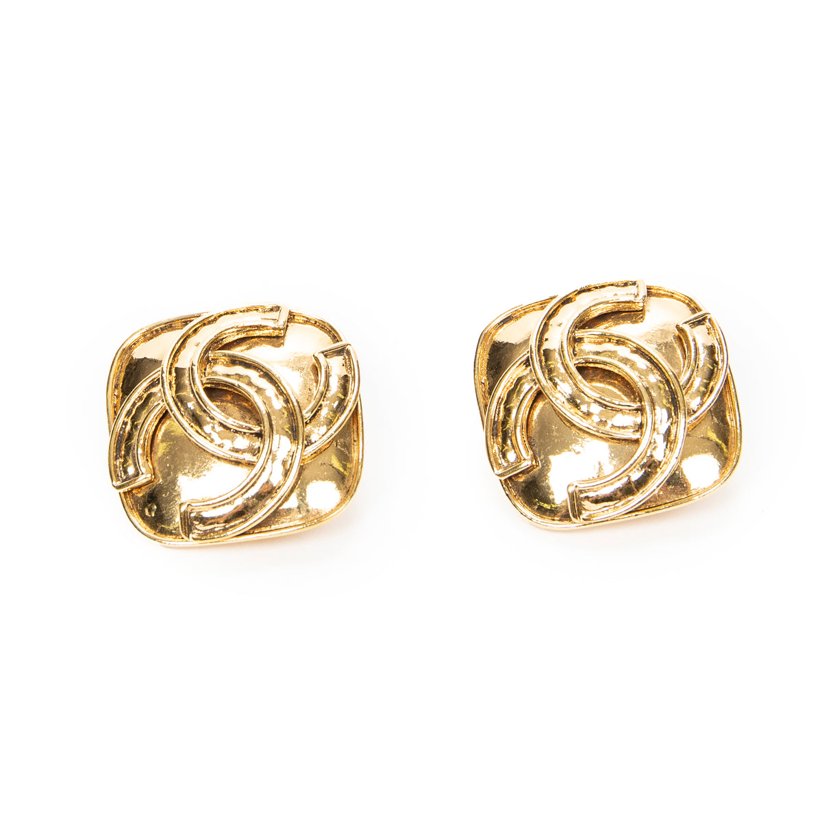CC Diamond-shaped Clip On Earrings