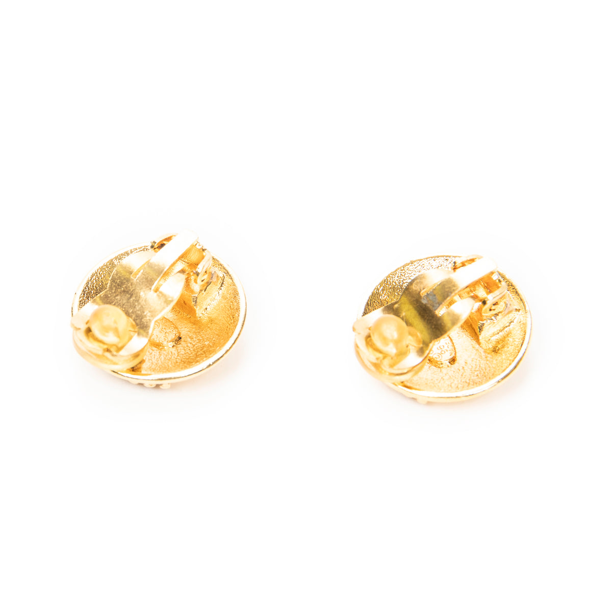 CC Crown Round Clip On Earrings