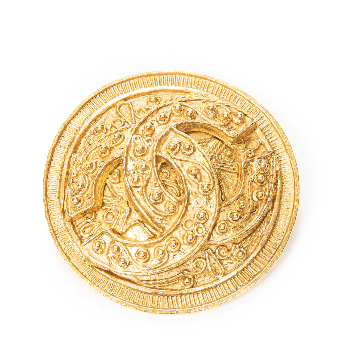 CC Round Medallion Brooch