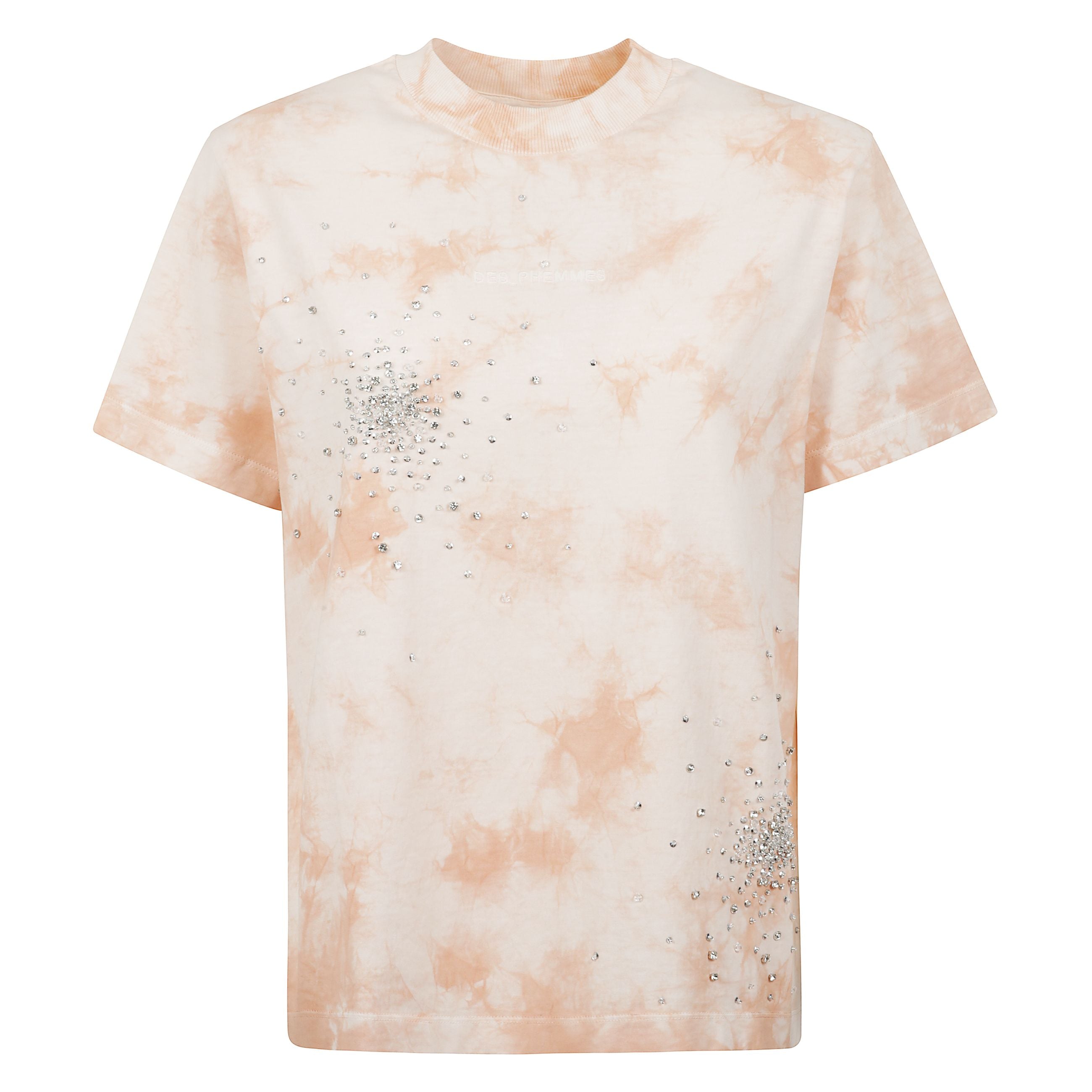 T-shirt tie dye in cotone con decorazione gioielli