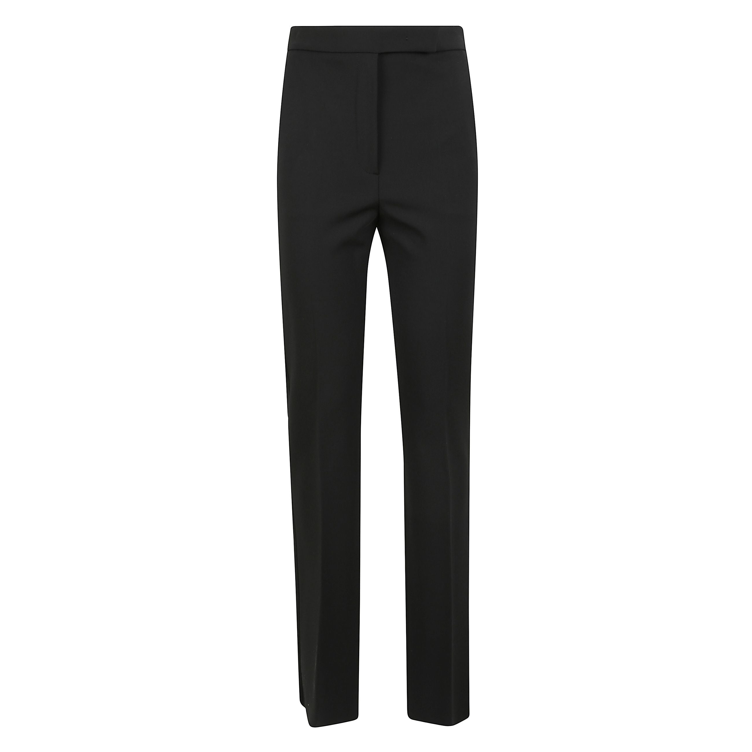 Pantalone dalla linea dritta, realizzato in jersey compatto di viscosa stretch. modello slim fit con taglio cropped alla caviglia, piega stirata, tasche alla francese sui fianchi e tasche a doppio filetto sul retro. chiusura con listino alto in vita, zip