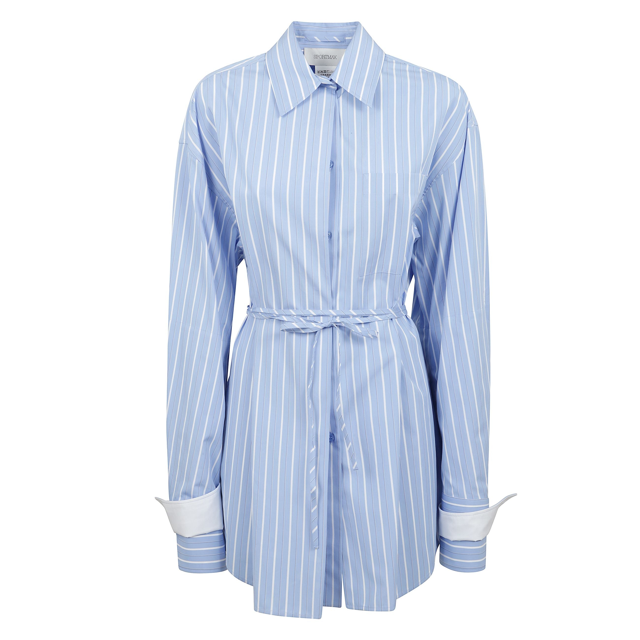 Abito chemisier manica lunga con cinturino in vita puro cotone.