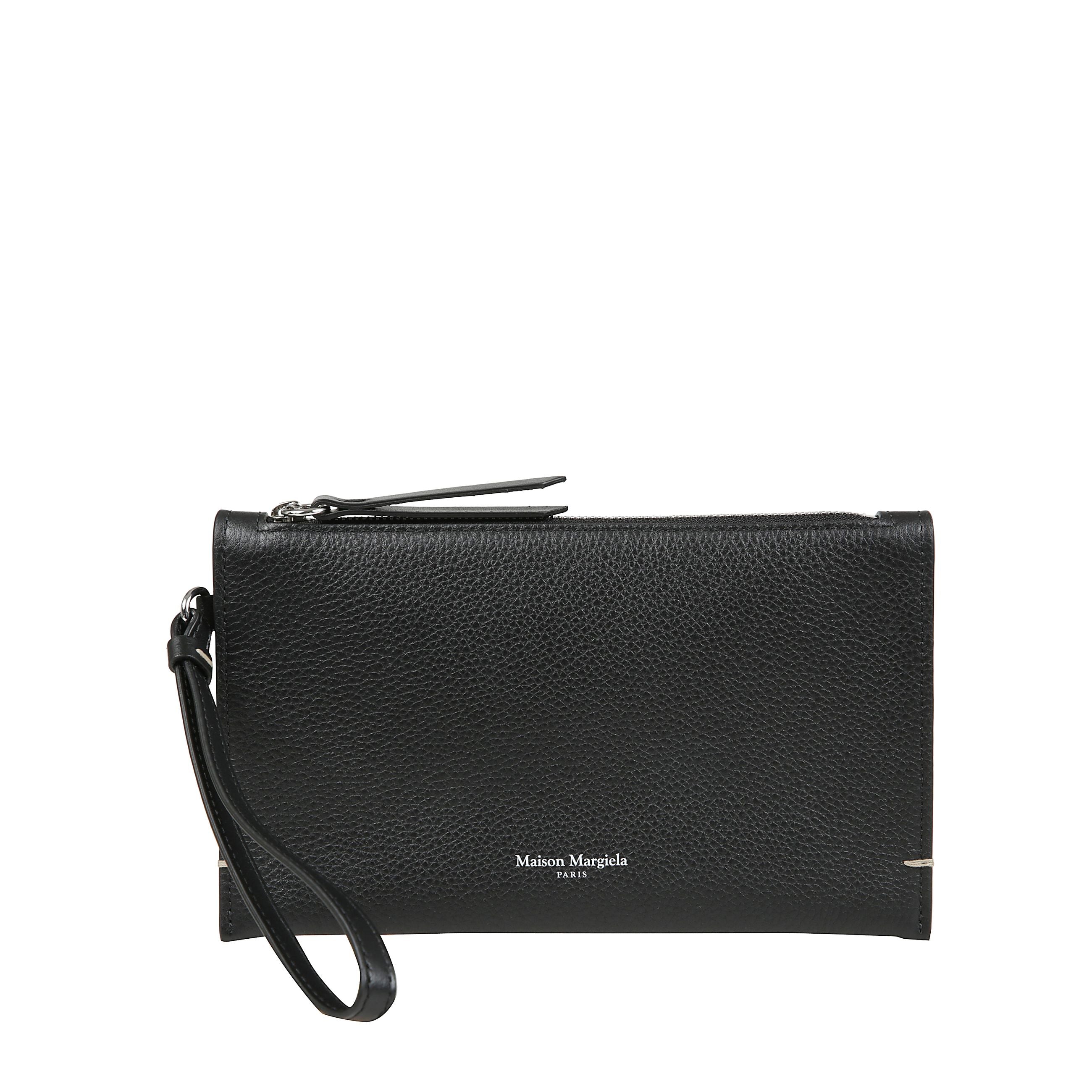 Pochette in pelle con zip