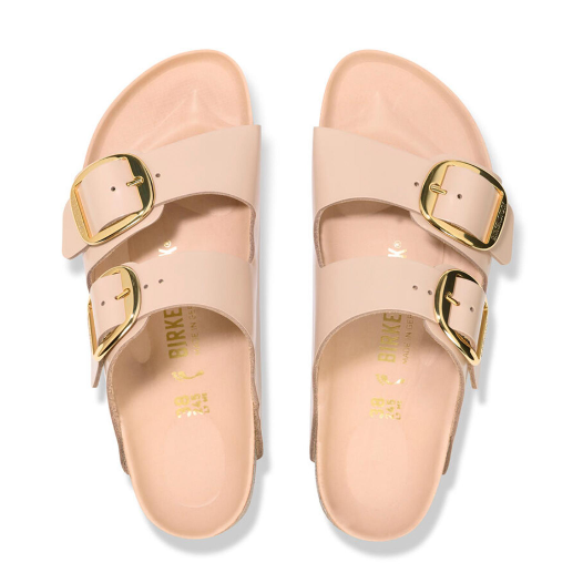 Birkenstock Arizona Big Buckle Natural Leather Patent High-Shine New Beige