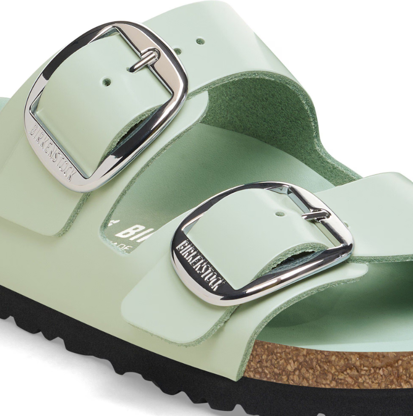 Birkenstock Arizona Big Buckle Patent Surf Green Leather Sandals