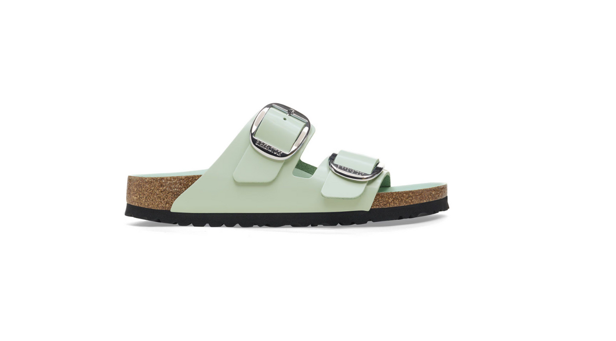 Birkenstock Arizona Big Buckle Patent Surf Green Leather Sandals