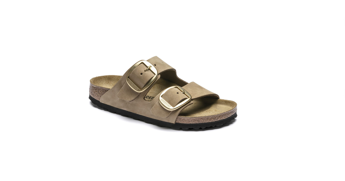 Arizona Big Buckle Nubuck Leather Sandals Mud Green