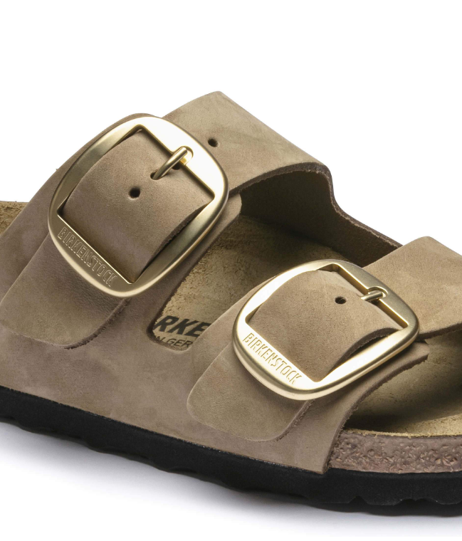 Arizona Big Buckle Nubuck Leather Sandals Mud Green