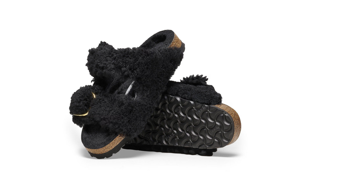 Birkenstock Arizona Big Buckle Shearling Black Gold