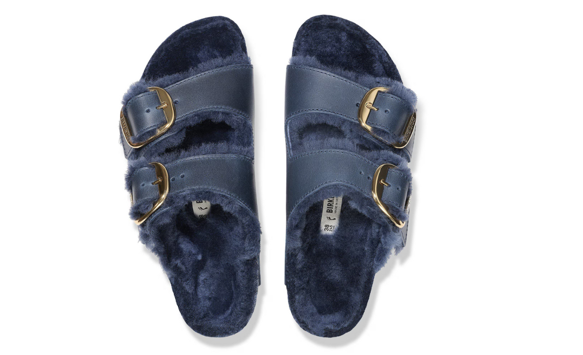Birkenstock Arizona Big Buckle Shearling Oiled Leather Midnight