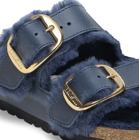 Birkenstock Arizona Big Buckle Shearling Oiled Leather Midnight