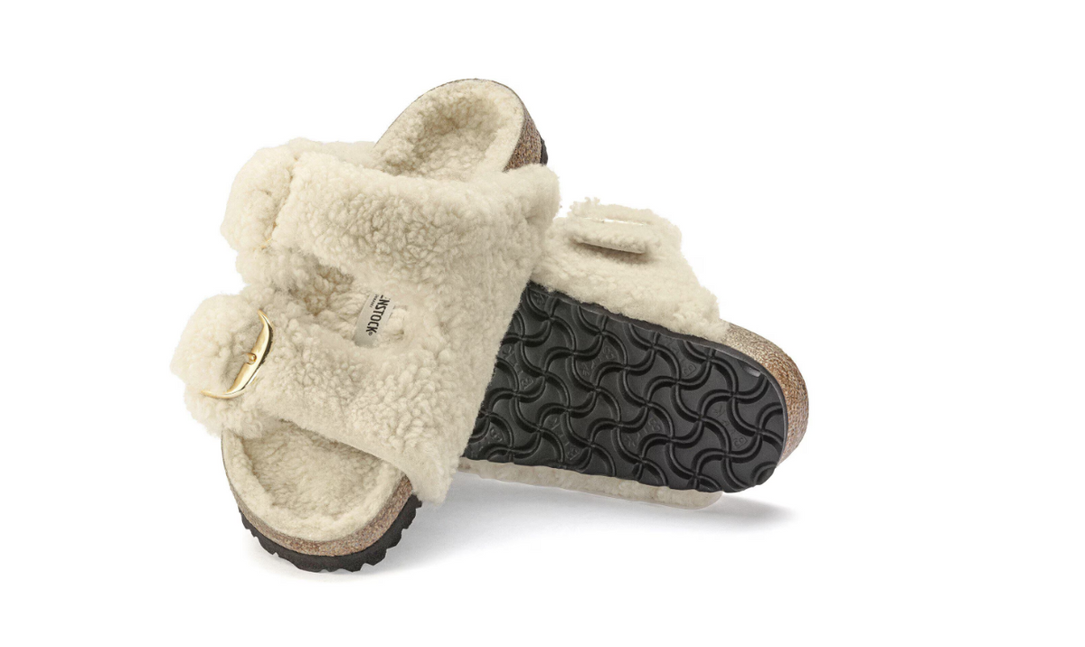 Birkenstock Arizona Big Buckle Shearling Teddy Eggshell