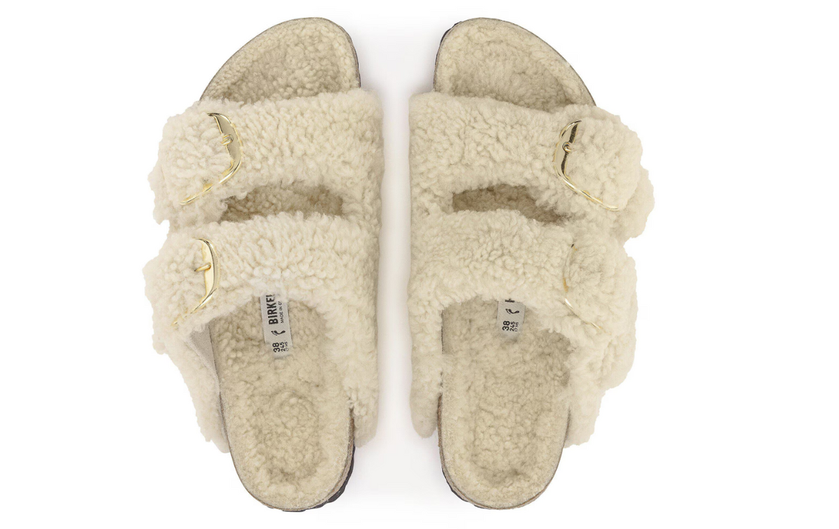 Birkenstock Arizona Big Buckle Shearling Teddy Eggshell
