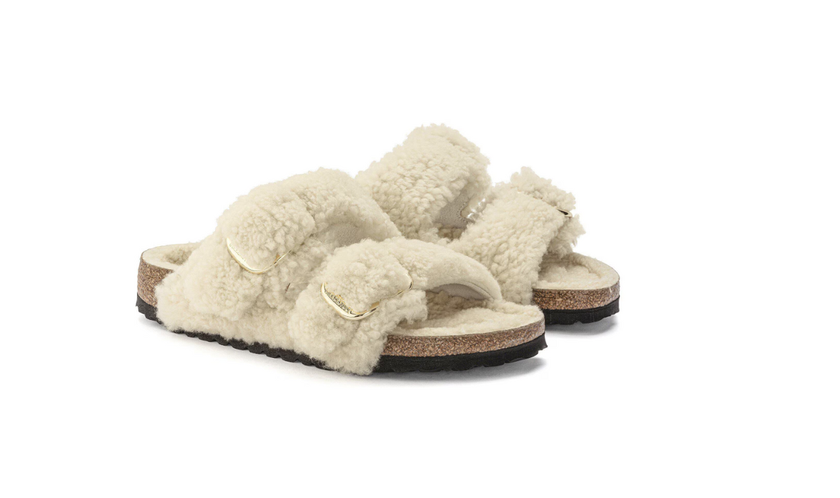 Birkenstock Arizona Big Buckle Shearling Teddy Eggshell