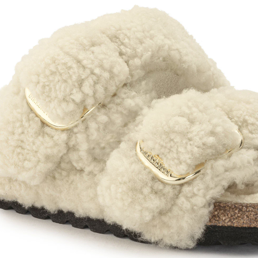 Birkenstock Arizona Big Buckle Shearling Teddy Eggshell