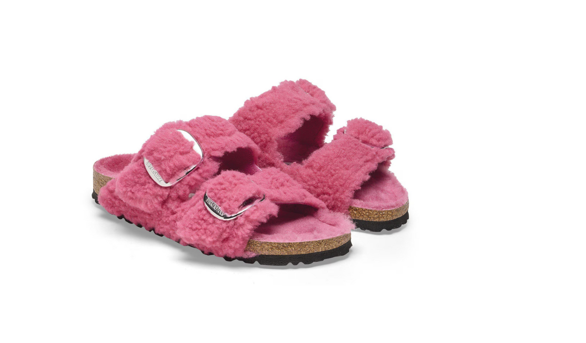 Birkenstock Arizona Big Buckle Shearling Fuchsia Tulip Sandals