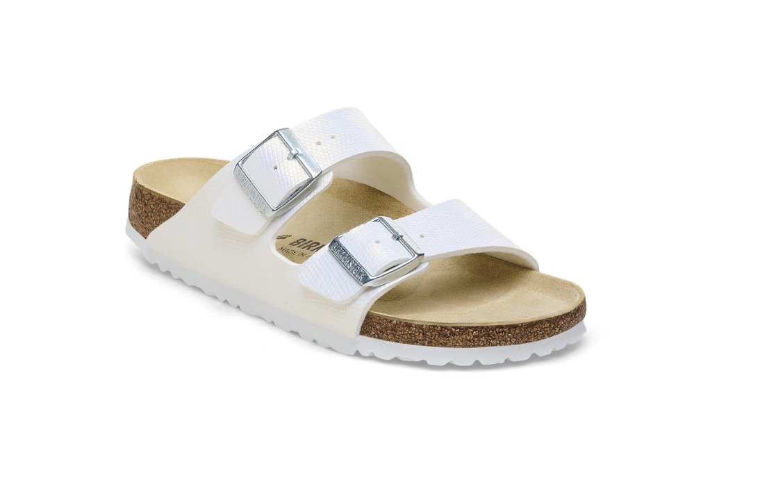Birkenstock Arizona Birko-Flor Embossed Shiny Lizard White