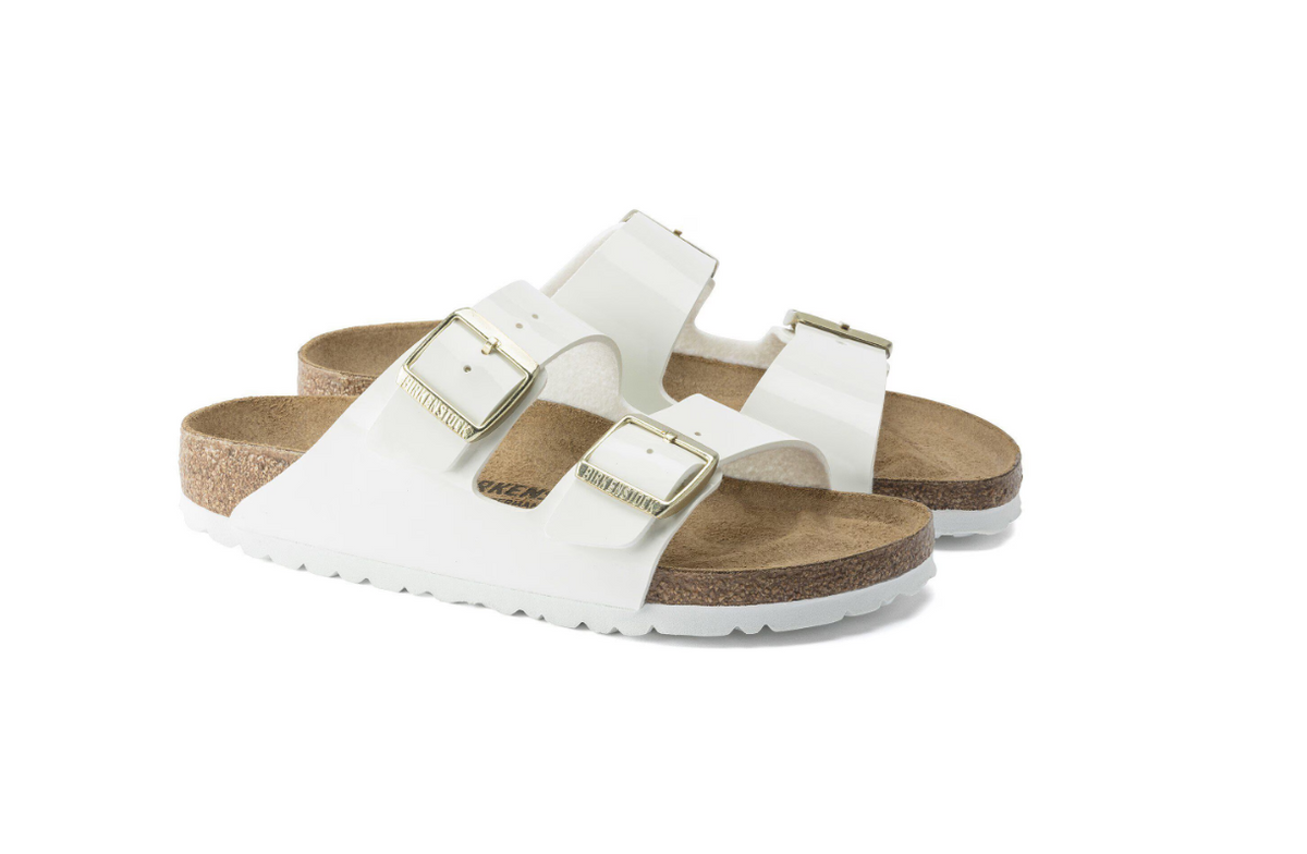 Birkenstock Arizona Birko-Flor Patent White Sandals