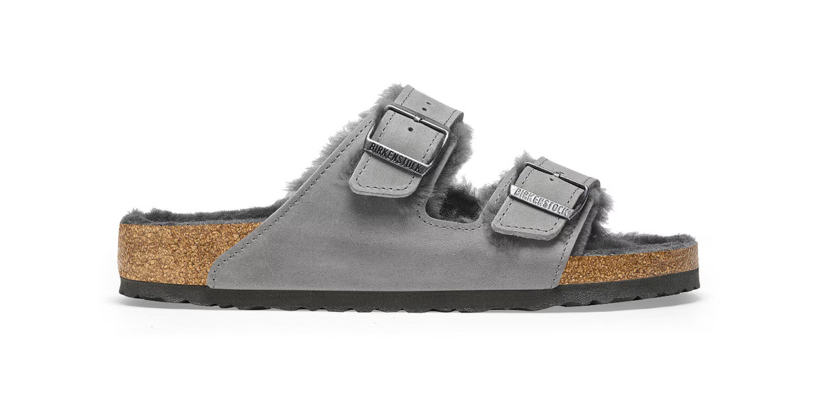 Birkenstock Arizona Shearling Oiled Leather Iron Sandals