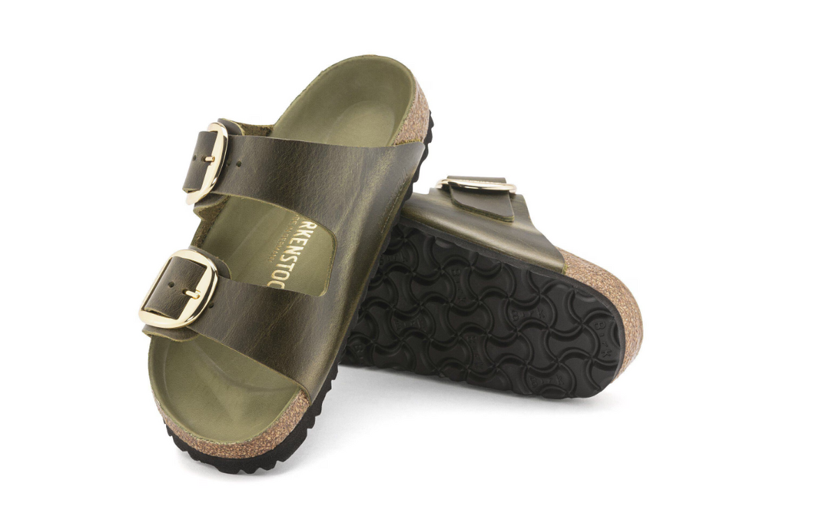Birkenstock Arizona Big Buckle Oiled Leather Olive Green Sandals