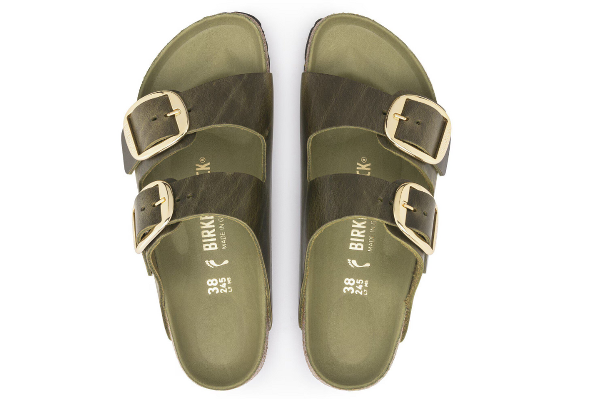 Birkenstock Arizona Big Buckle Oiled Leather Olive Green Sandals