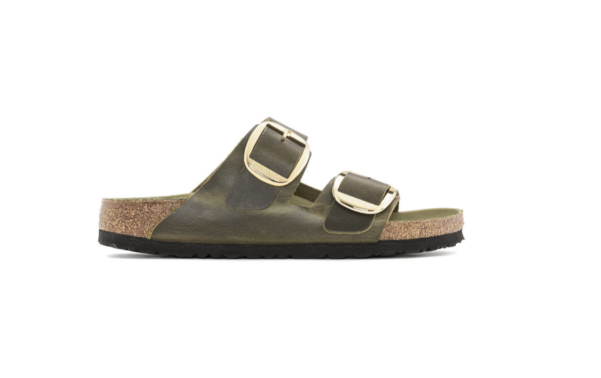 Birkenstock Arizona Big Buckle Oiled Leather Olive Green Sandals