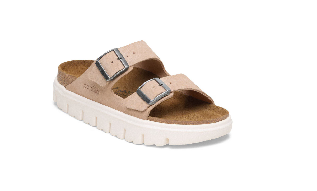 Birkenstock Arizona Chunky Suede Leather Warm Sand Platform Sandals