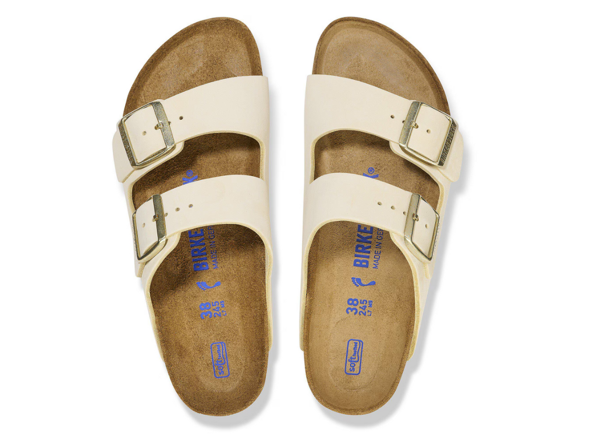 Birkenstock Arizona Soft Footbed Nubuck Leather Sandals Ecru