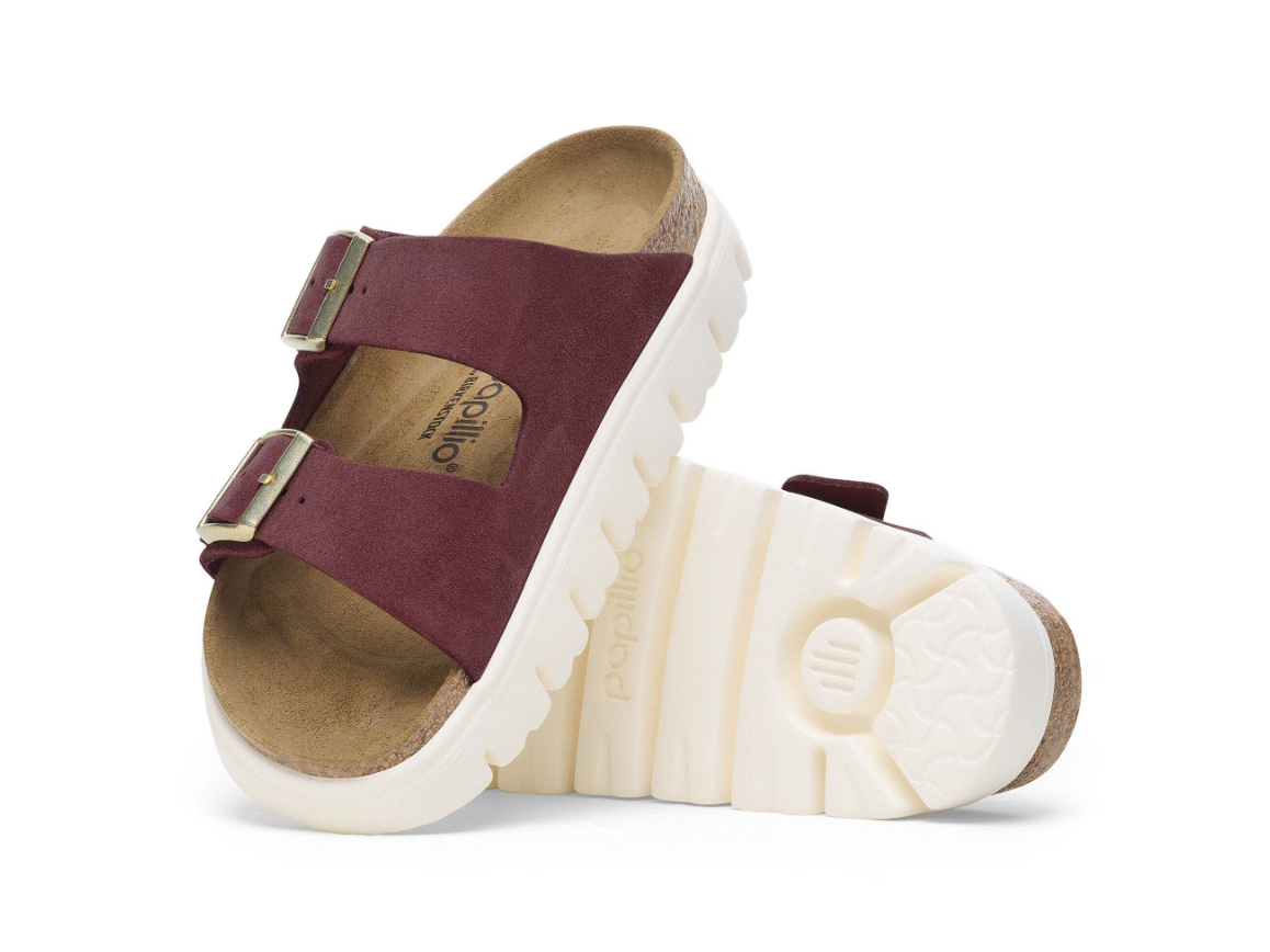 Birkenstock Papillio Arizona Chunky Suede Leather Berry Crush