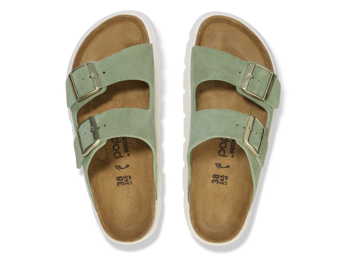 Birkenstock Papillio Arizona Chunky Suede Leather Green Tea