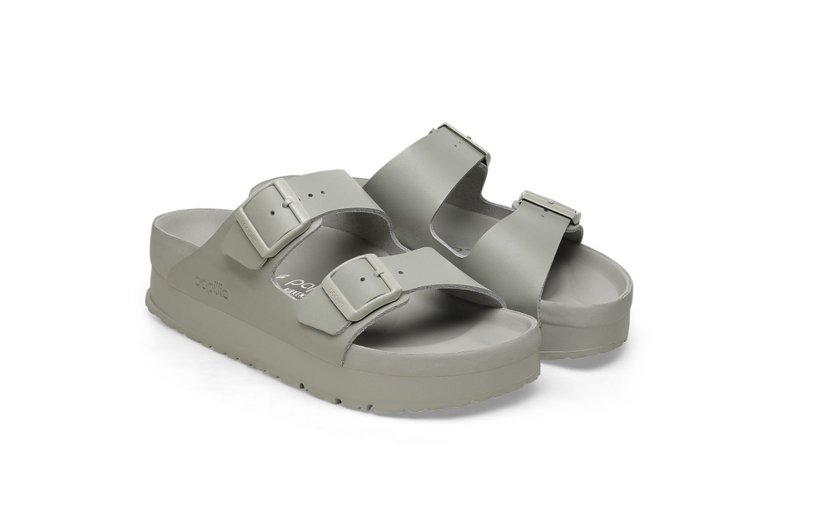 Birkenstock Arizona PAP Flex Platform Natural Leather Exquisite Mineral Gray