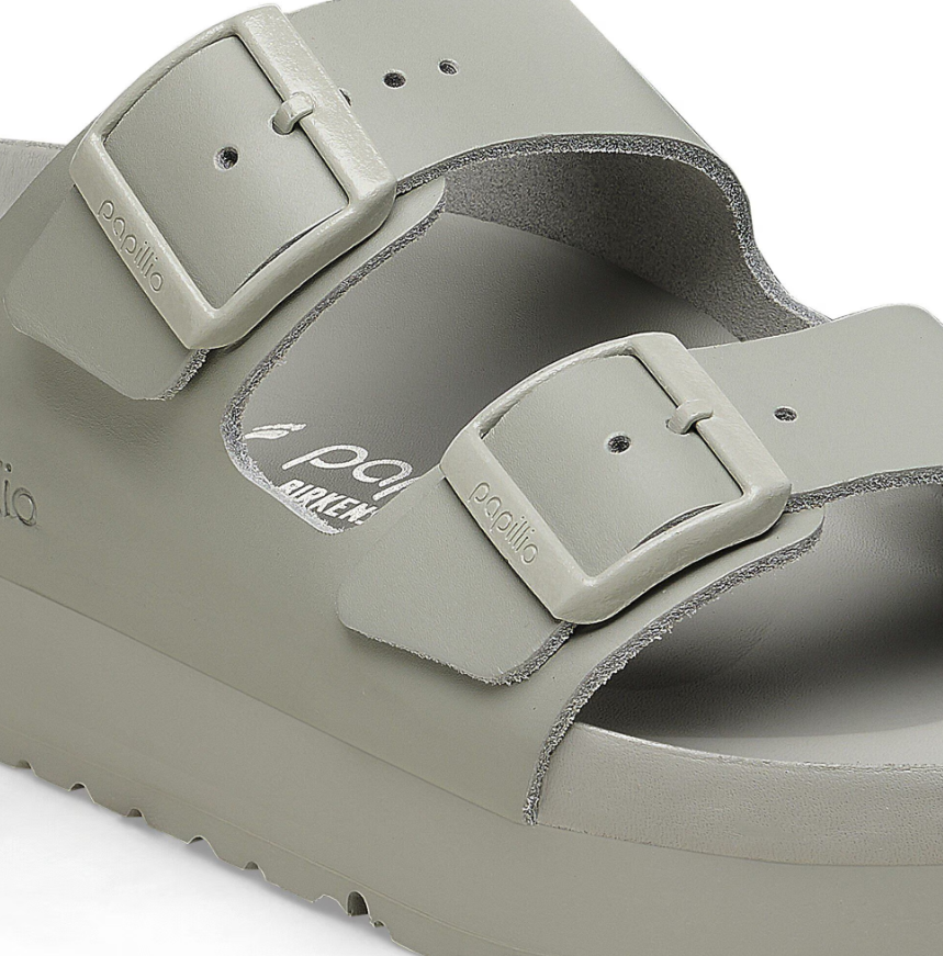 Birkenstock Arizona PAP Flex Platform Natural Leather Exquisite Mineral Gray