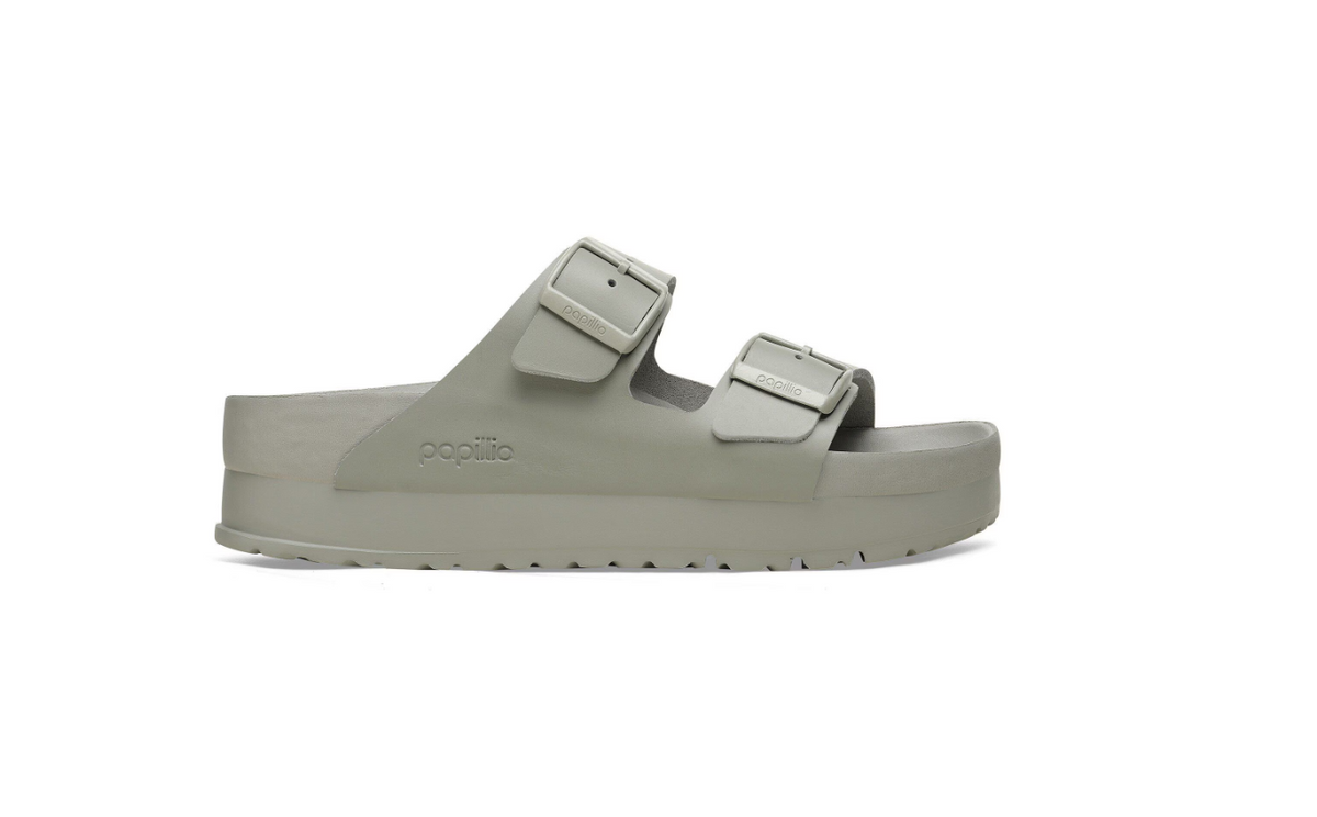 Birkenstock Arizona PAP Flex Platform Natural Leather Exquisite Mineral Gray