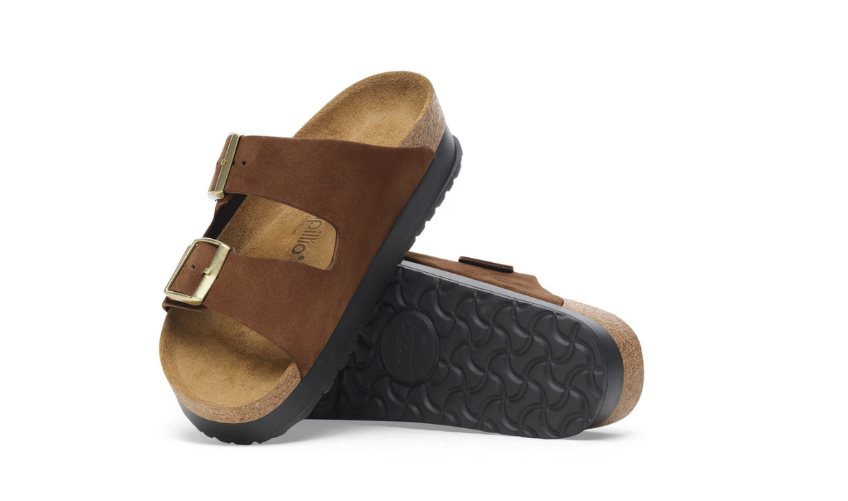 Birkenstock Arizona PAP Flex Platform Nubuck Leather Dark Tea