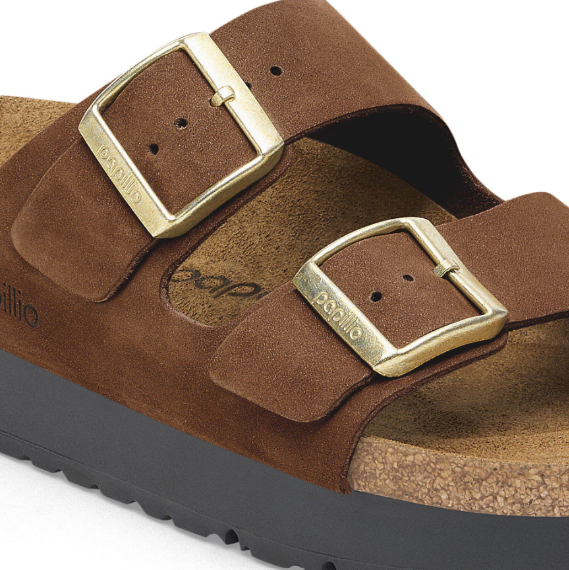 Birkenstock Arizona PAP Flex Platform Nubuck Leather Dark Tea