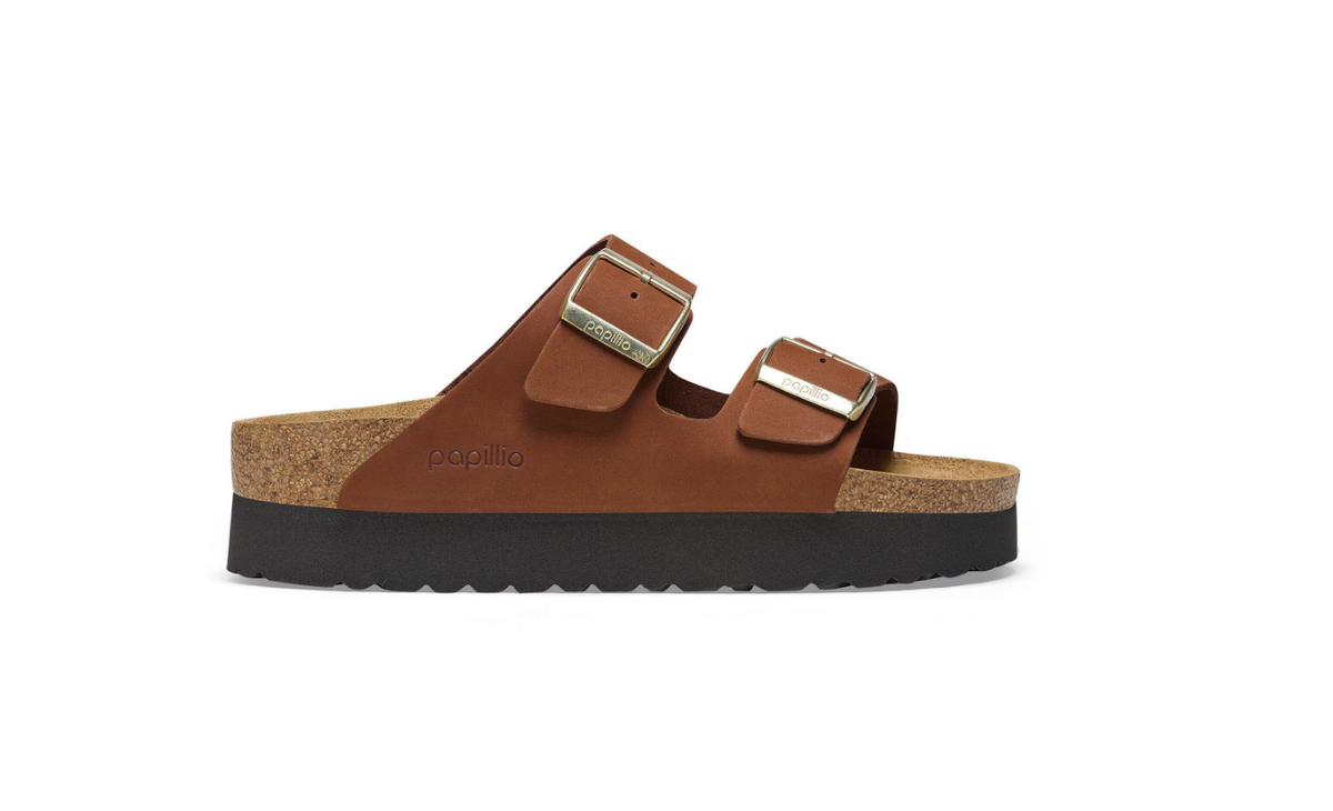 Birkenstock Arizona Platform Nubuck Leather Pecan