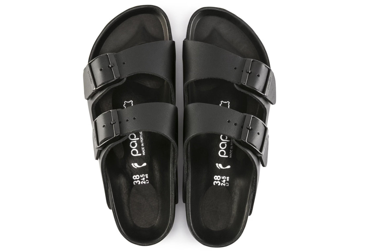 Birkenstock Arizona Platform Natural Leather Exquisite Black Sandals