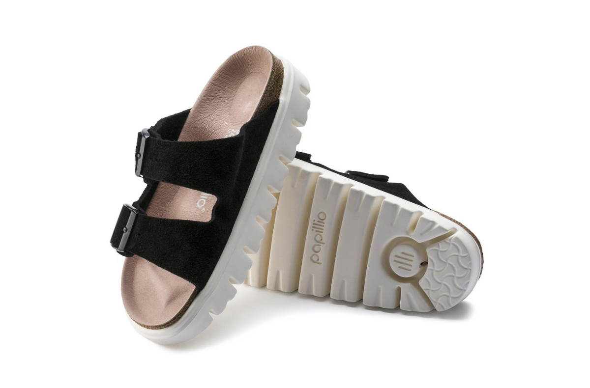 Birkenstock Arizona Platform Suede Leather Chunky Suede Black