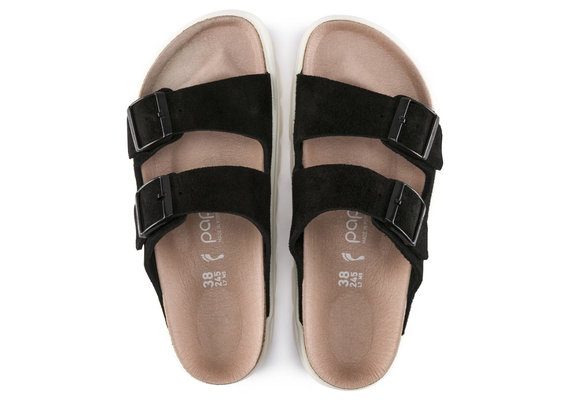 Birkenstock Arizona Platform Suede Leather Chunky Suede Black