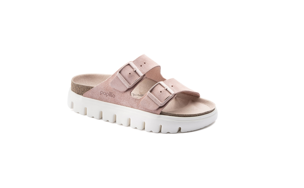 Birkenstock Arizona Platform Suede Leather Soft Pink