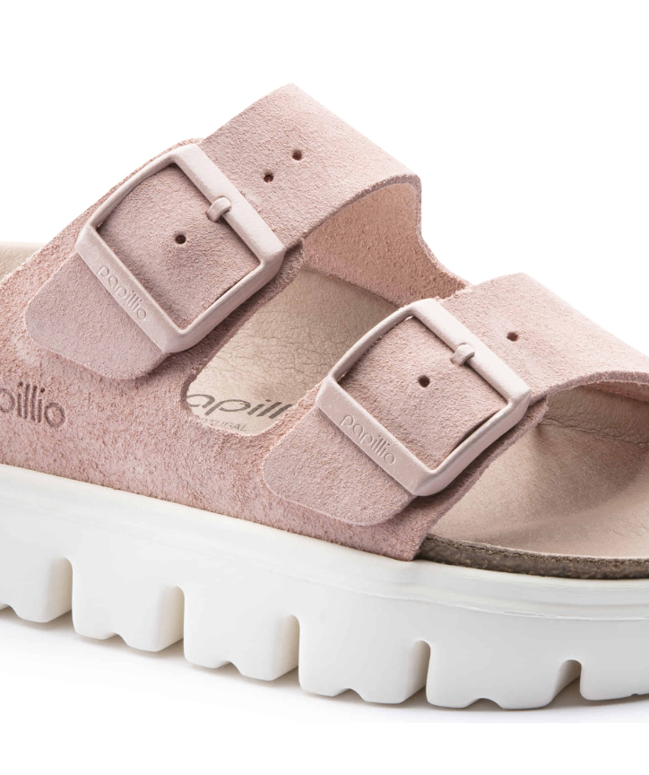 Birkenstock Arizona Platform Suede Leather Soft Pink