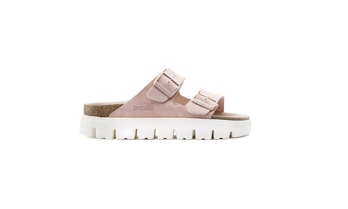 Birkenstock Arizona Platform Suede Leather Soft Pink