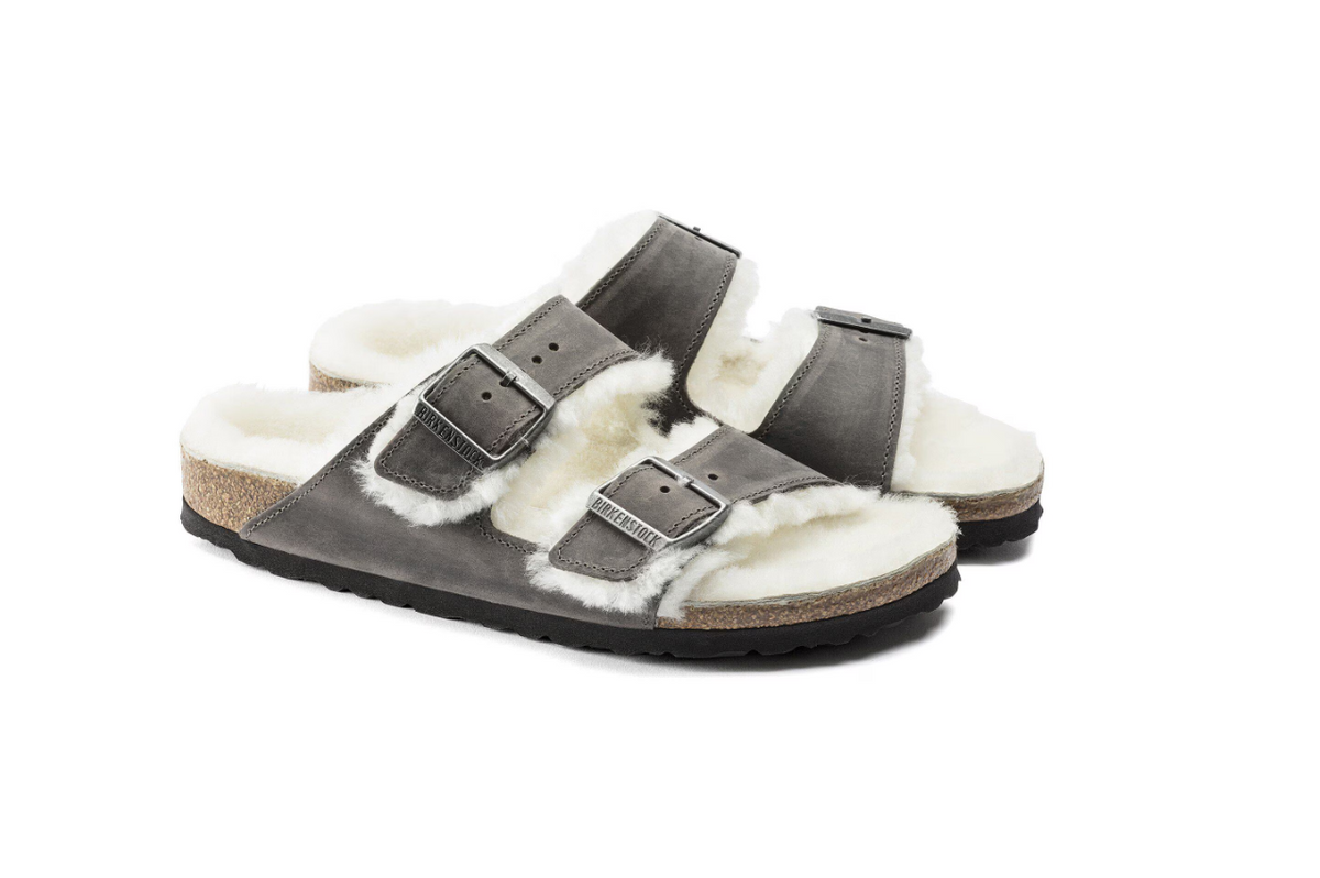 Birkenstock Arizona Shearling Oiled Leather Iron