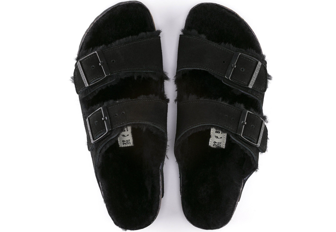 Birkenstock Arizona Shearling Suede Leather Black