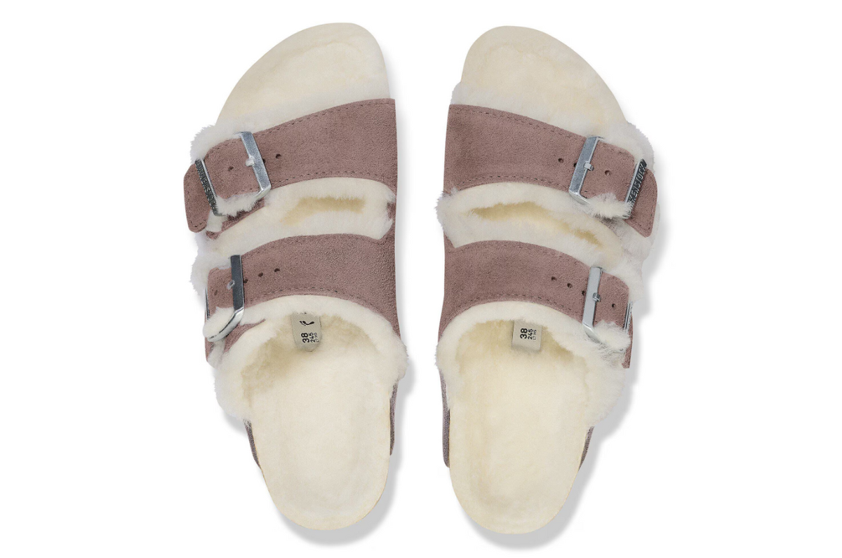 Birkenstock Arizona Shearling Suede Leather Faded Purple