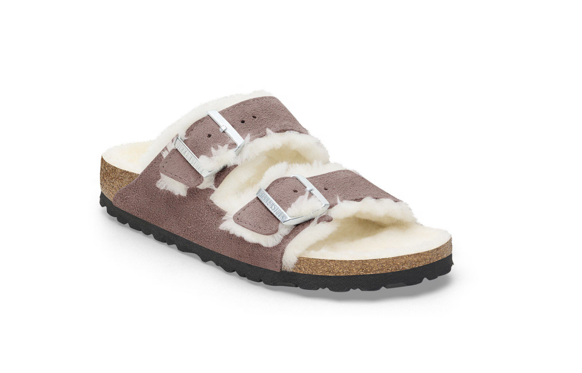 Birkenstock Arizona Shearling Suede Leather Faded Purple