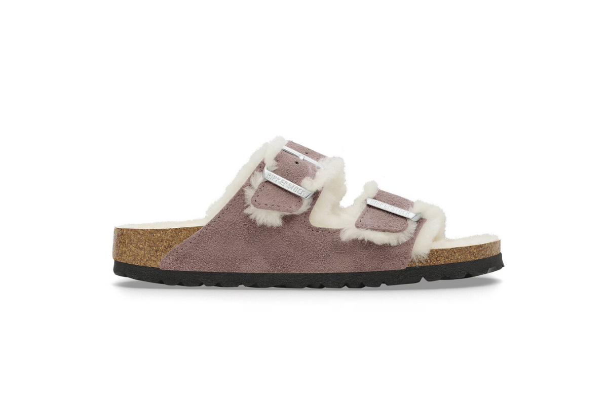 Birkenstock Arizona Shearling Suede Leather Faded Purple