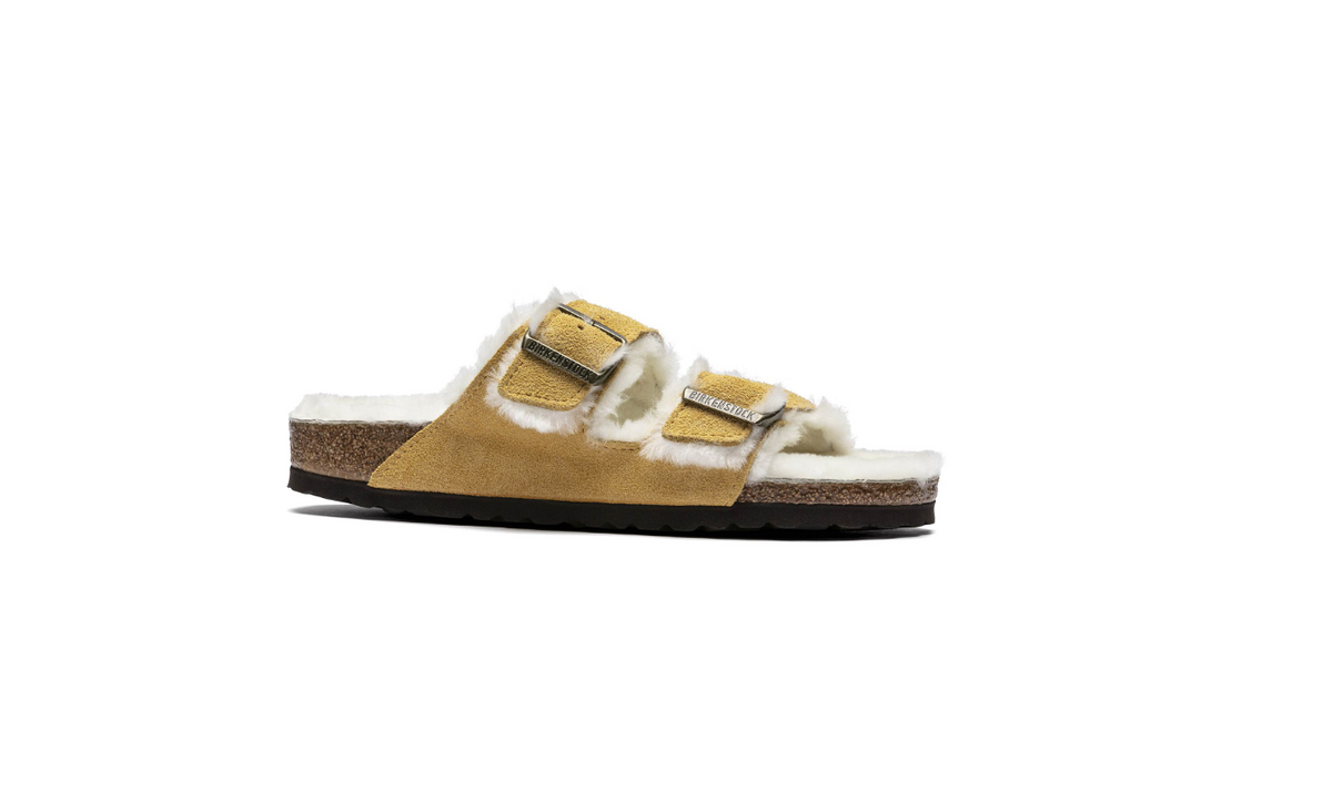 Birkenstock Arizona Shearling Suede Leather Ochre-Beige